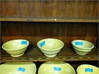 3pc Set Of Yellow Ware Mixing Bowls