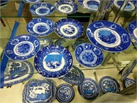 6pc Lot Of Flow Blue Plates And Bowl
