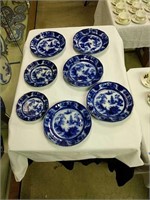7pc Lot Of Flow Blue Plates As Shown Some Have