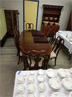 9pc Cherry Dining Room Table Set Queen Anne Style