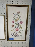 Framed Needlepoint Of A Squirrel And Flower