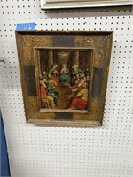 Framed Religious Oil On Board Artwork