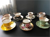 SEVEN ASSORTED ENGLISH CUPS AND SAUCERS