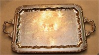 OLD ENGLISH REPRODUCTION SILVER PLATE BANQUET TRAY