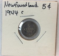 1944 NEWFOUNDLAND Five Cent Coin