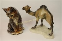 NUMBERED CHINA TABBIE CAT AND CAMEL FIGURINES
