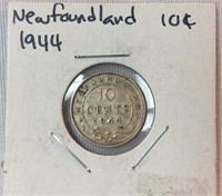 1944 NEWFOUNDLAND Ten Cent Coin