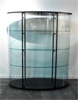 MODERN GLASS CURVED ETAGERE CABINET