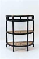 CANED DEMILUNE 3-TIER CONSOLE TABLE