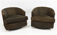 MILO BAUGHMAN STYLE CHENILLE CLUB CHAIRS