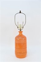 ITALIAN BITOSSI MID-CENTURY ORANGE POTTERY LAMP