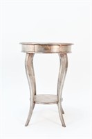 ITALIAN SILVER PAINTED WOOD SIDE TABLE