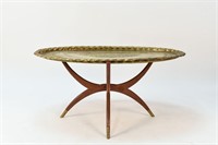 MID-CENTURY BRASS TRAY TABLE WITH SPIDER LEGS