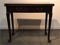 GEORGE III MAHOGANY TWO DRAWER GAME TABLE