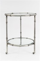 FAUX BAMBOO METAL & GLASS SIDE TABLE