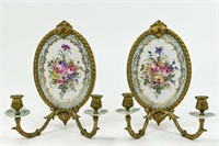 SEVRES PORCELAIN WALL PLAQUE SCONCES