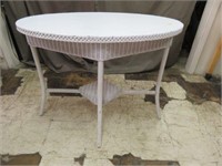ANTIQUE PAINTED WICKER PARLOR TABLE 30"T X 35"W X