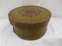 PRIMITIVE PAINTED WOOD CHEESE BOX 6"T X 11"W