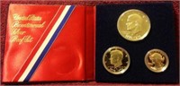 1976 US BICENTENNIAL SILVER PROOF SET (3) COINS