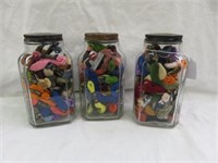 SET OF THREE ANTIQUE JARS WITH THREAD 7"T