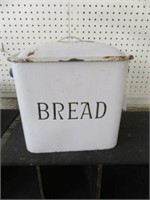 PRIMITIVE ANTIQUE ENAMELED BREAD BOX 13"T X 13"W X