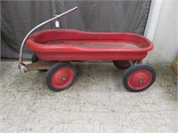 EARLY ANTIQUE METAL WAGON 14"T X 36"W X 16"D