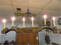 GREAT PRIMITIVE ANTIQUE DOUBLE OX YOKE CHANDELIER