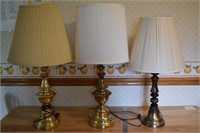 3 Lamps w/Shades (2-32" High), 1-29" High
