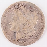 Coin 1894 S  Morgan Silver Dollar Very Good