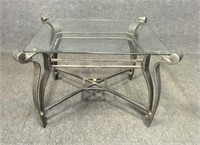 Metal Side Table with Thick Glass