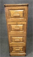 Oak Legal Size 4 Drawer File Cabinet, with Key