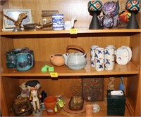 LOT OF COLLECTIBLES: CERAMIC CUPS, CANDLES, NUT