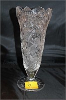 10 1/4" CUT CRYSTAL VASE W/BIRDS