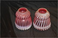 PAIR CRANBERRY GLASS LAMP GLOBES