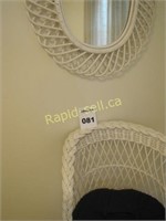 Wicker Chair, Mirror and Curtains