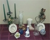 Various Item Lot Includes Candle Holders, Vases &