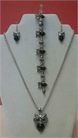 New Owl Jewelry Set Necklace, Earrings & Bracelet