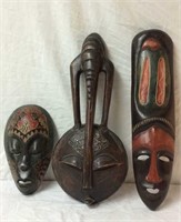 3 African Wood Masks