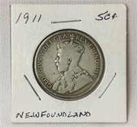 1911 NEWFOUNDLAND Fifty Cent Coin