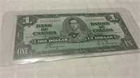 1937 Canada One Dollar Note Coyne & Towers