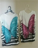 NEW 2 Pretty Summer Butterfly Tops Size Med/