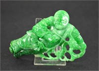 Chinese Carved Green Jadeite Figure