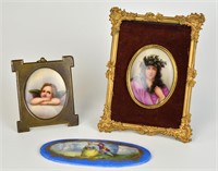 Three Porcelain Miniature with Frame