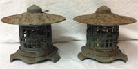 Ornate Vintage Cast Iron Candle Holders