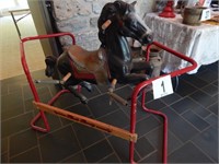 VINTAGE BLACK BEAUTY BOUNCY HORSE 41X49