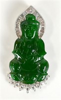 Fine Natural Jadeite Pendant of Guanyin