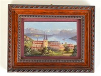 Wood Framed Miniature Painted of Castle