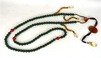 Chinese Green Jade Beads Court Necklace