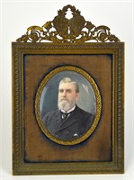 Fine Bronze Framed Miniature of Beard Man Signed