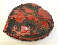 Chinese Carved Peach Form Covered Box